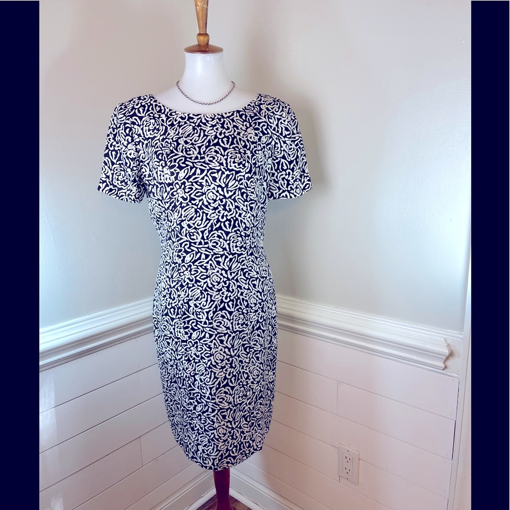 Liz Claiborne Abstract Floral Print Silk Dress 10 FREE SHIP